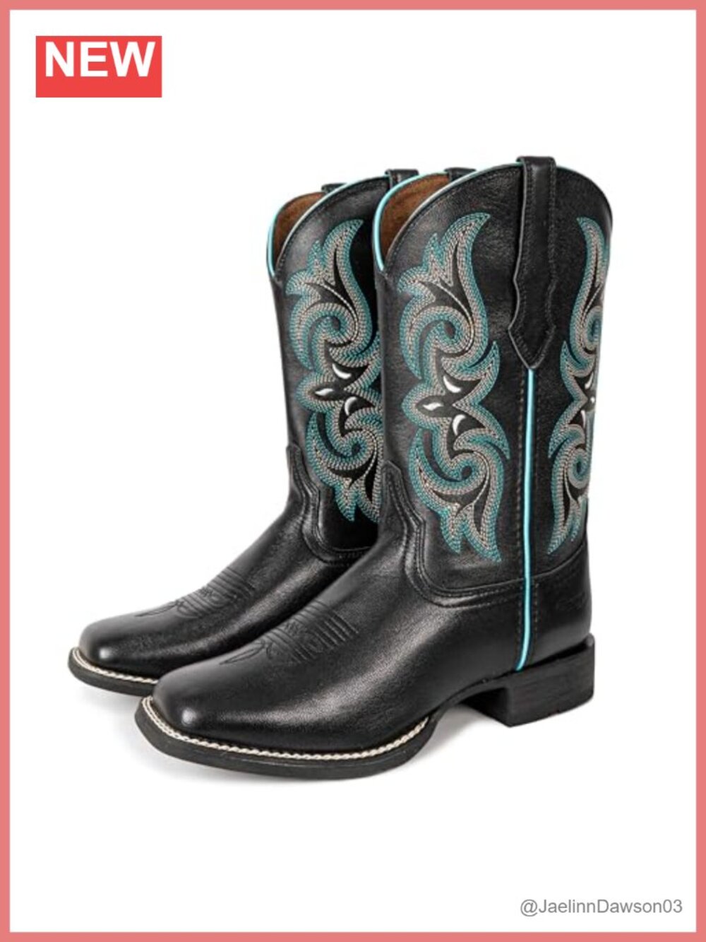 Hand-Painted Western Boots Square Toe Full Grain Cowhide Mid-Calf